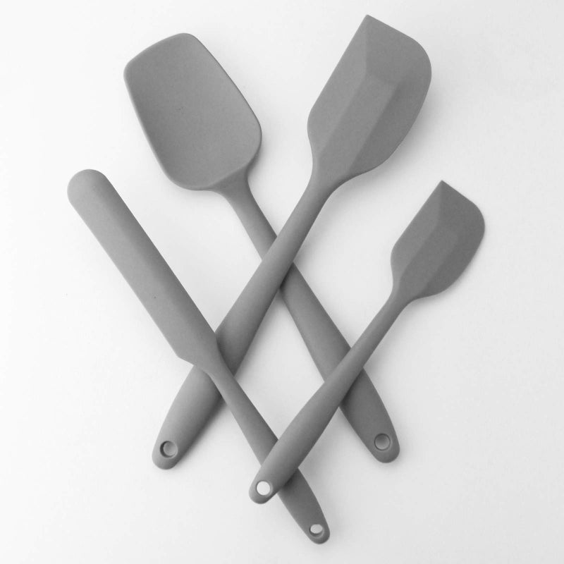 JXWING 4 Piece Silicone Spatula Set, Flexible Heat Resistant Non-scratch Baking Cooking Rubber Spatulas with Stainless Steel Core, Gray - Image 5